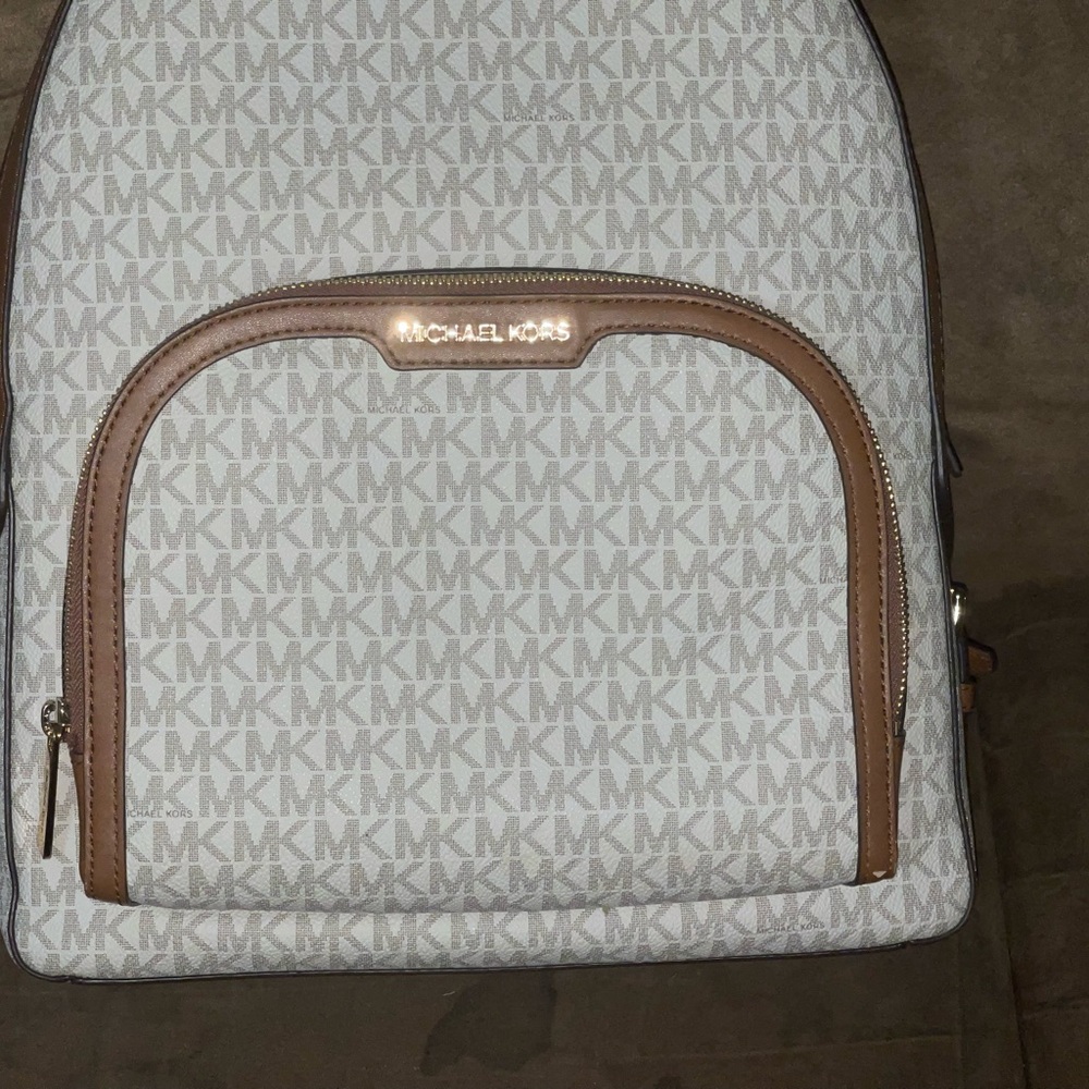 Michael Kors Gray and Brown Backpack